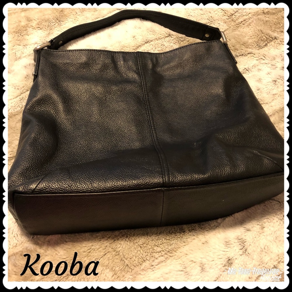 Kooba Black Pebbled Leather Hobo Handbag
